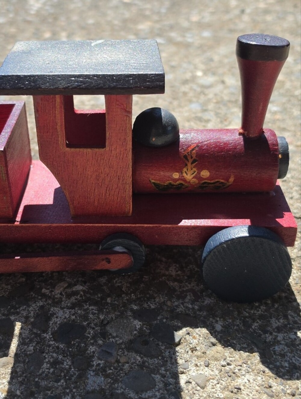 Vintage Wooden Red Toy Train Engine